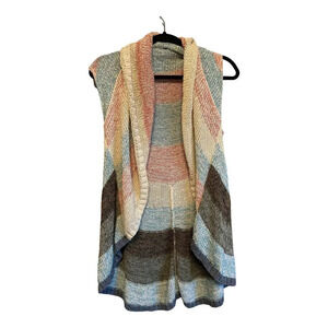 Cabi Knit Striped Cotton Blend Vest Size Small Autumn Holiday Coverup